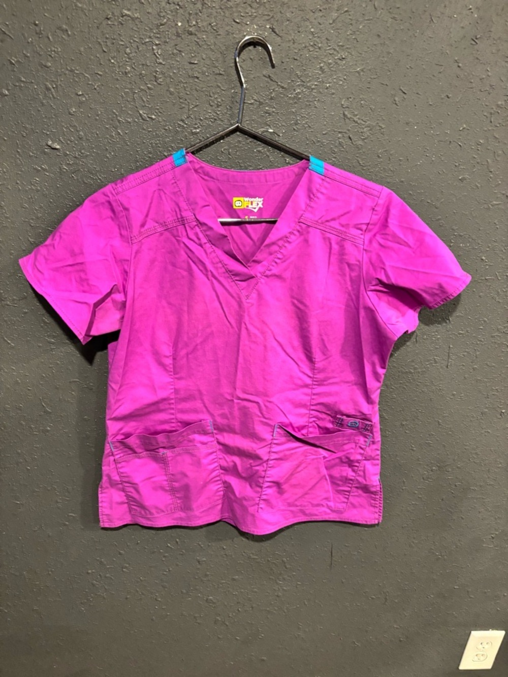 Wonder Flex V-Neck Scrub Top in Bright Fuchsia